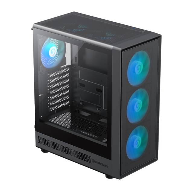 GameMax Storm 2 AB ATX Mid Tower Gaming Case - 6 Fans ARGB Black, Tempered Glass Left Side Panel | STORM 2 AB