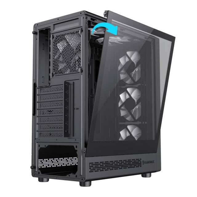 GameMax Storm 2 AB ATX Mid Tower Gaming Case - 6 Fans ARGB Black, Tempered Glass Left Side Panel | STORM 2 AB