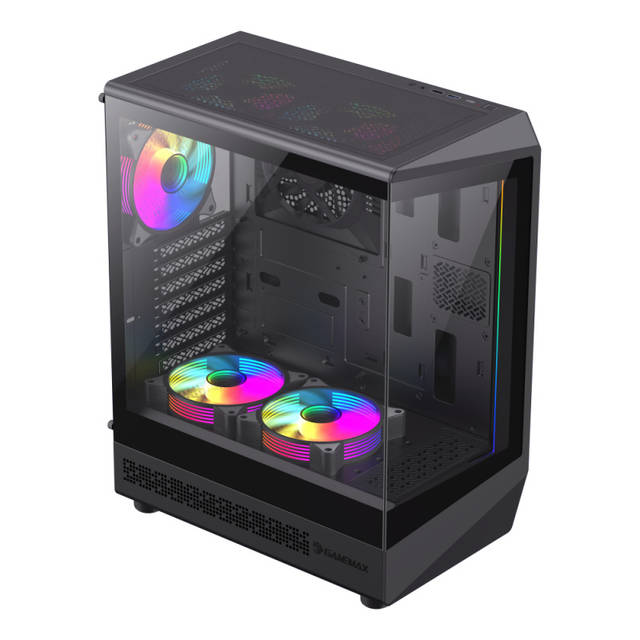 GameMax Vista COC BK ATX Mid-Tower Gaming Case Features Motherboard Back End Cooling 5 ARGB Fans | VISTA COC BK
