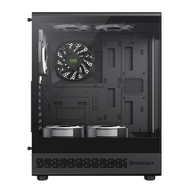 GameMax Vista COC BK ATX Mid-Tower Gaming Case Features Motherboard Back End Cooling 5 ARGB Fans | VISTA COC BK