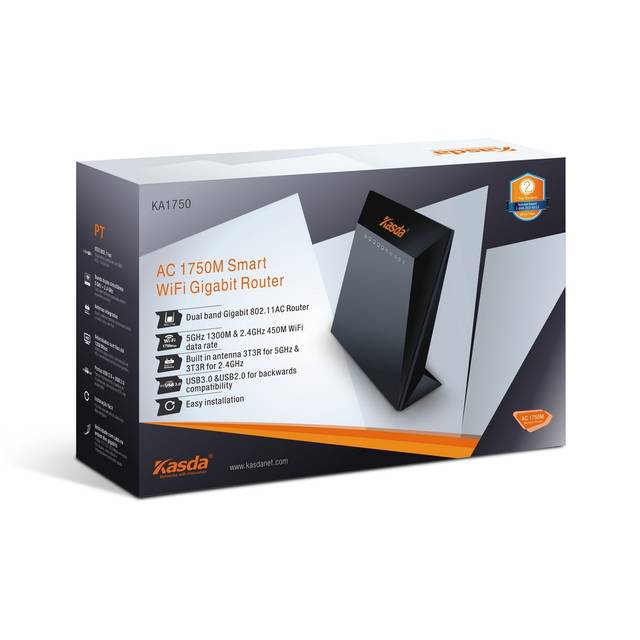 Kasda KA1750 AC 1750 Wireless Dual Band Gigabit Router w/ 6x Internal 3dBi Antennas | KA1750