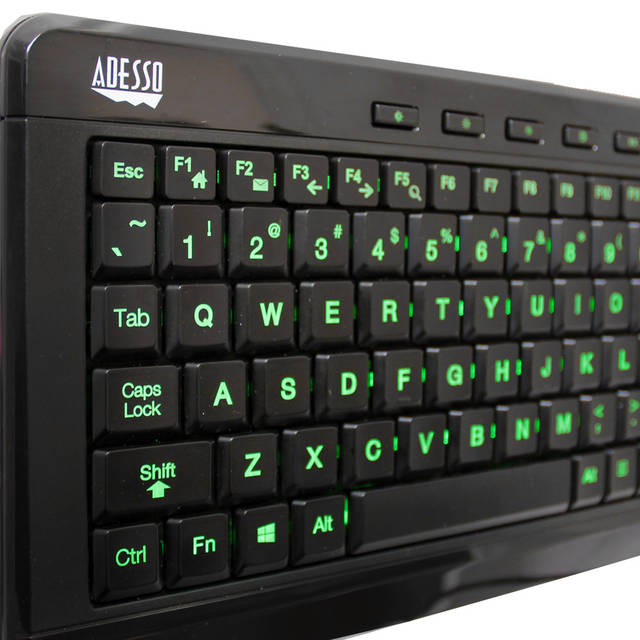 ADESSO AKB-120EB 3-Color Illuminated Compact Multimedia Keyboard | AKB-120EB