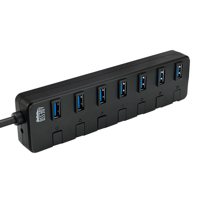 ADESSO AUH-3070P 7-Port USB 3.0 Hub with Individual Power Switch and Power Adapter | AUH-3070P