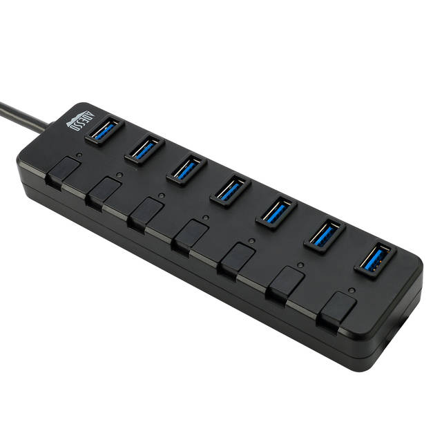 ADESSO AUH-3070P 7-Port USB 3.0 Hub with Individual Power Switch and Power Adapter | AUH-3070P