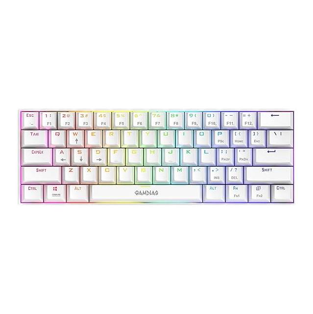 Gamdias GD-HERMES E3 RED WH 61 Key RGB Mechanical Gaming Keyboard, Red Switch, Certified Optical Switches, N-Key Rollover and Anti-Ghosting Functionality (White) | GD-HERMES E3 RED WH