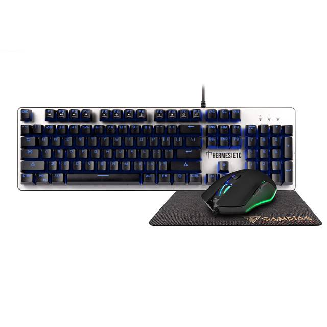 Gamdias GD-HERMES E1C 3-IN-1 COMBO, Gaming Keyboard with Mouse and Extended Mouse Pad, Multi | GD-HERMES E1C 3-IN-1 COMBO