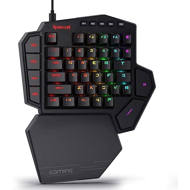 Redragon K585 DITI One-Handed RGB Mechanical Gaming Keyboard, Wired Keypad with 7 Onboard Macro Keys, Detachable Wrist Rest, 42 Keys | K585 BLUE SWITCH