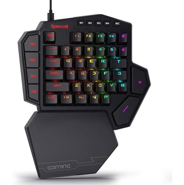 Redragon K585 BROWN SWITCH DITI One-Handed RGB Mechanical Gaming Keyboard, Wired Keypad with 7 Onboard Macro Keys, Detachable Wrist Rest, 42 Keys | K585 BROWN SWITCH