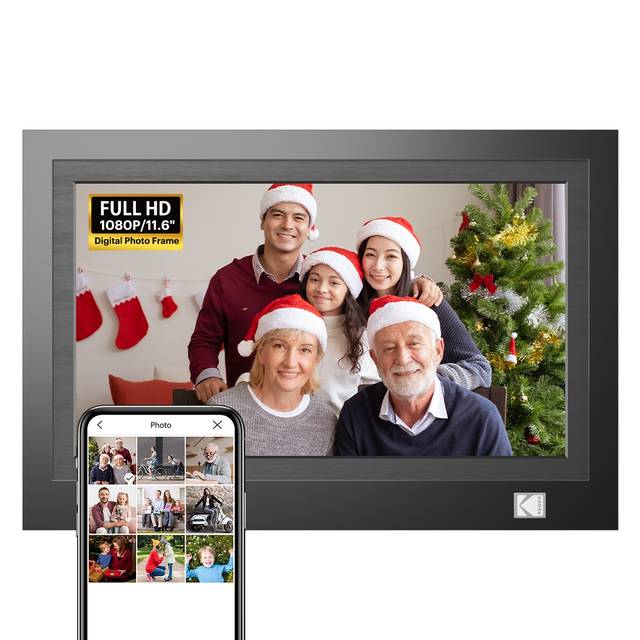 KODAK RWF-116 11.6 inch FHD 1366x768 IPS_2+32GB, black, Wooden Frame, WiFi Digital Photo Frame | RWF-116 BLACK