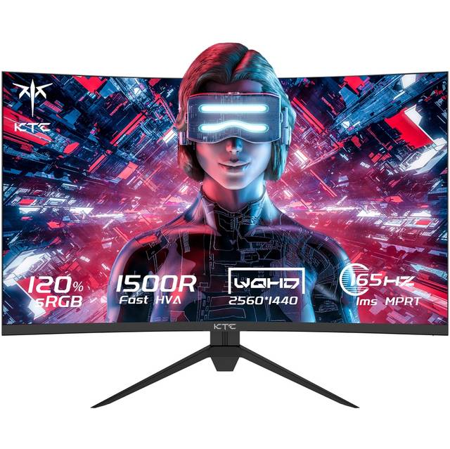 KTC H27S17 27 inch 1440p 1500R Curved Gaming Monitor, 165Hz(144Hz) Refresh Rate, 1ms Response Time, FreeSync Premium, 3-Side Frameless Design | H27S17