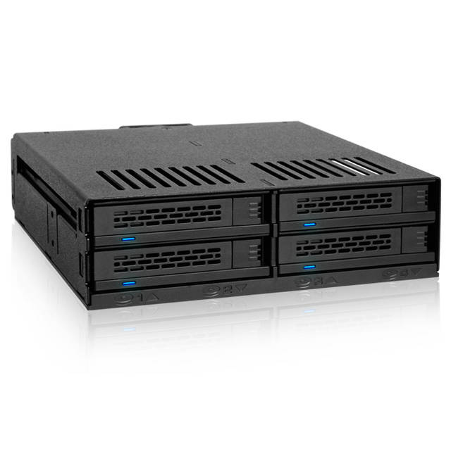 ICY DOCK ExpressCage MB324SP-B 4 Bay 2.5 inch SAS/SATA HDD/SSD Hot Swap Mobile Rack for Single 5.25" Bay (Black) | MB324SP-B