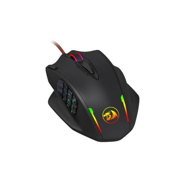 Redragon M908 12400 DPI IMPACT MMO Gaming Mouse w/ 18 Programmable Buttons, Weight Tuning Cartridge, 12 Side Buttons | M908