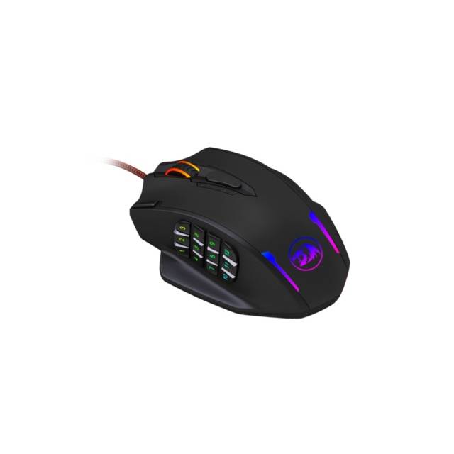 Redragon M908 12400 DPI IMPACT MMO Gaming Mouse w/ 18 Programmable Buttons, Weight Tuning Cartridge, 12 Side Buttons | M908