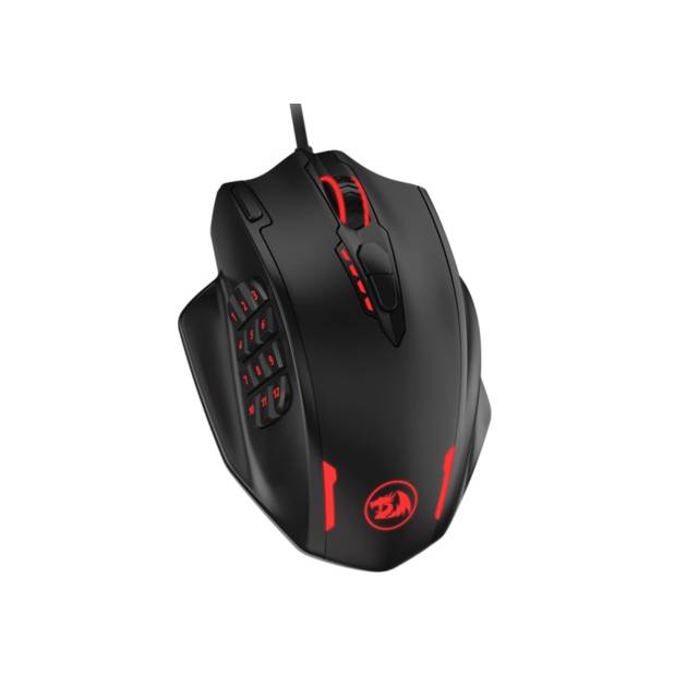 Redragon M908 12400 DPI IMPACT MMO Gaming Mouse w/ 18 Programmable Buttons, Weight Tuning Cartridge, 12 Side Buttons | M908