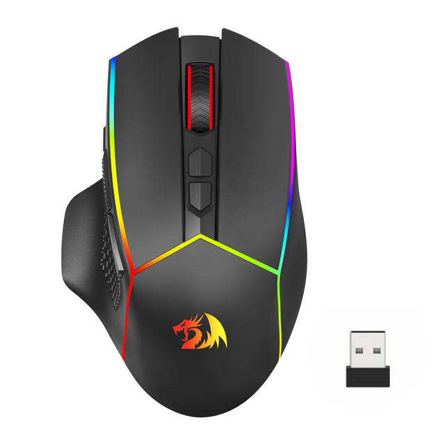 REDRAGON Axe M814 Programmable Wireless Gaming Mouse, with RGB streaming lights, 8 programmable buttons, max 8000DPI, 15G ACC, multifunctional software, ERGONOMIC DESIGN | M814
