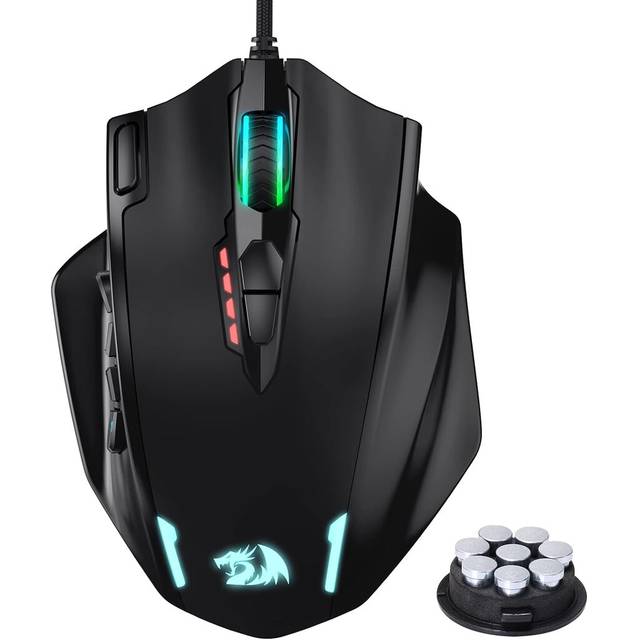 Redragon M908 IMPACT MMO Gaming Mouse up to 12,400 DPI High Precision Mouse for PC, 18 Programmable Buttons, Weight Tuning Cartridge, 12 Side Buttons, 5 programmable user profiles, 16.8 Million Customizing LED Color Option | M908