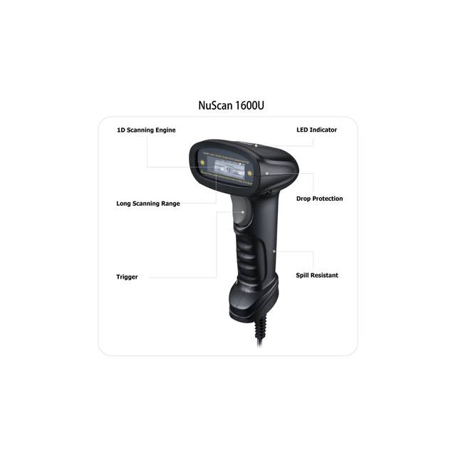 ADESSO NUSCAN 1600U 1D Handheld CCD Barcode Scanner (USB) | NUSCAN 1600U