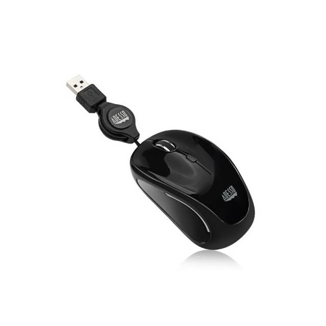 Adesso IMOUSE S8B USB Illuminated Retractable Mini Mouse (Black) | IMOUSE S8B