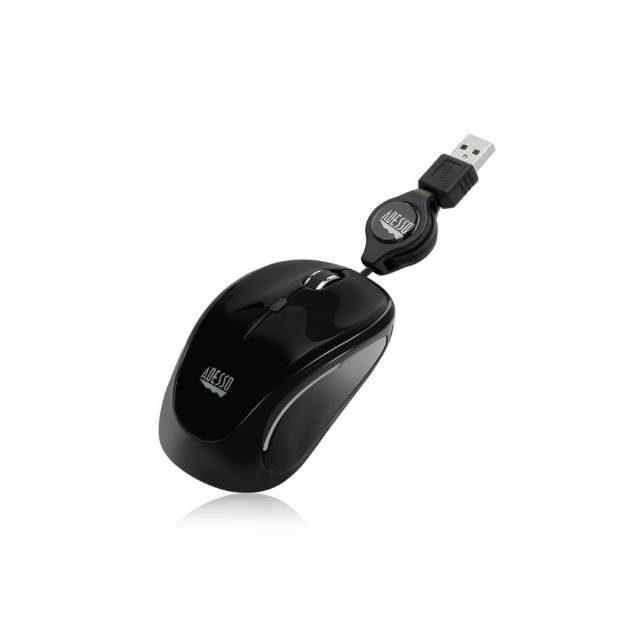 Adesso IMOUSE S8B USB Illuminated Retractable Mini Mouse (Black) | IMOUSE S8B