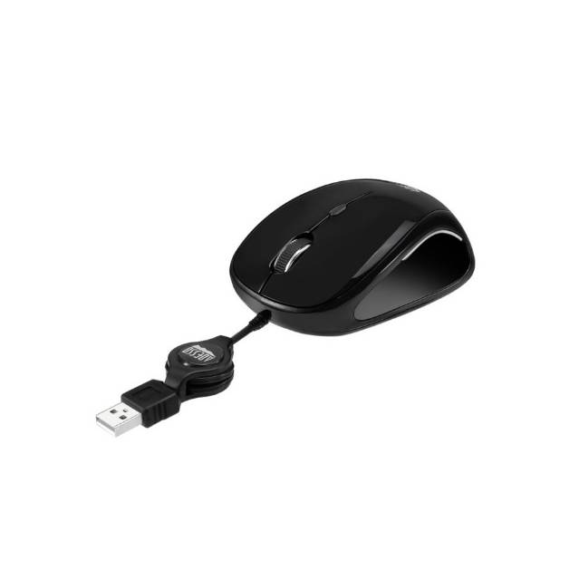 Adesso IMOUSE S8B USB Illuminated Retractable Mini Mouse (Black) | IMOUSE S8B