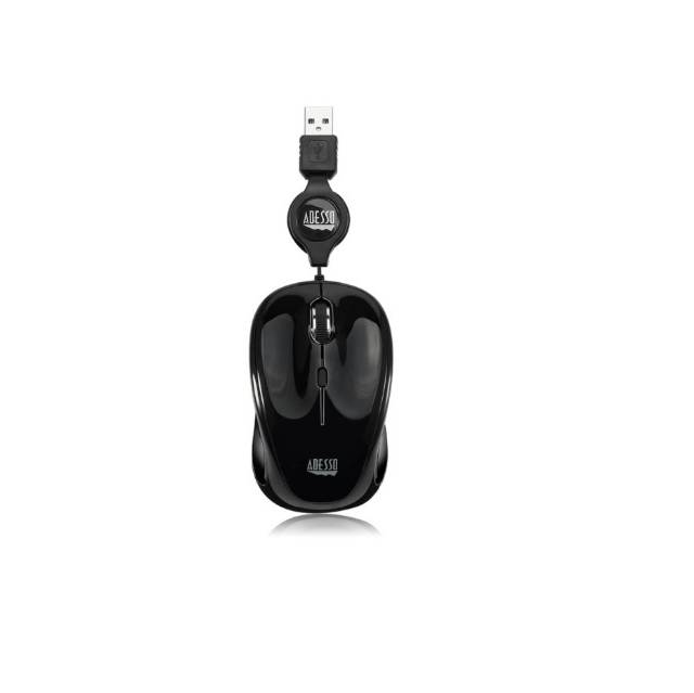 Adesso IMOUSE S8B USB Illuminated Retractable Mini Mouse (Black) | IMOUSE S8B
