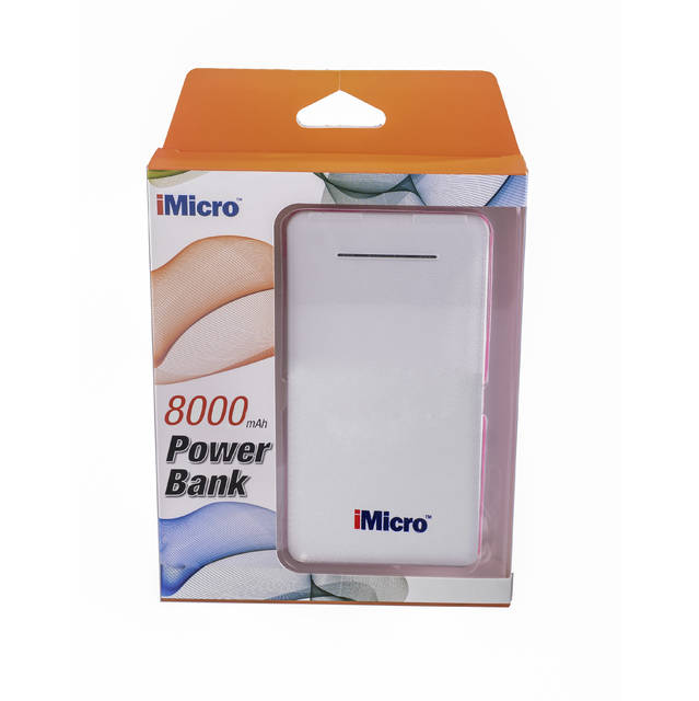 iMicro PB-IM8000R 8000mAh Lithium Polymer Battery Power Bank w/ Flashlight (Pink) | PB-IM8000R