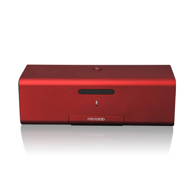 Microlab MD212 Wireless Bluetooth Portable Stereo Speaker w/ Microphone & Rechargeable Battery & Retractable Tray  (Red) | MD212RED