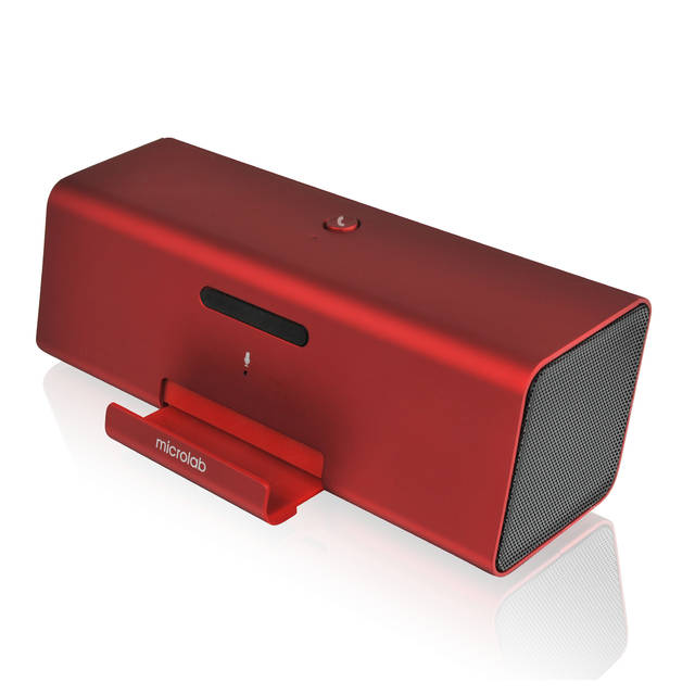 Microlab MD212 Wireless Bluetooth Portable Stereo Speaker w/ Microphone & Rechargeable Battery & Retractable Tray  (Red) | MD212RED