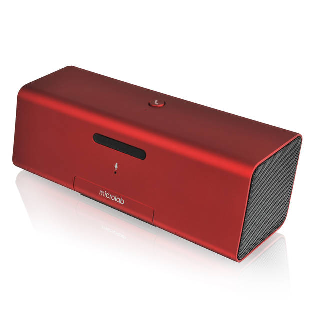 Microlab MD212 Wireless Bluetooth Portable Stereo Speaker w/ Microphone & Rechargeable Battery & Retractable Tray  (Red) | MD212RED