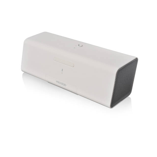 Microlab MD212 Wireless Bluetooth Portable Stereo Speaker w/ Microphone & Rechargeable Battery & Retractable Tray (White) | MD212WHITE