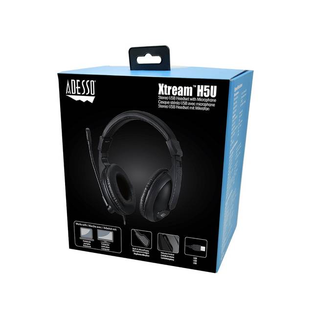 Adesso Xtream H5U Stereo USB Multimedia Headphones with Microphone | XTREAM H5U