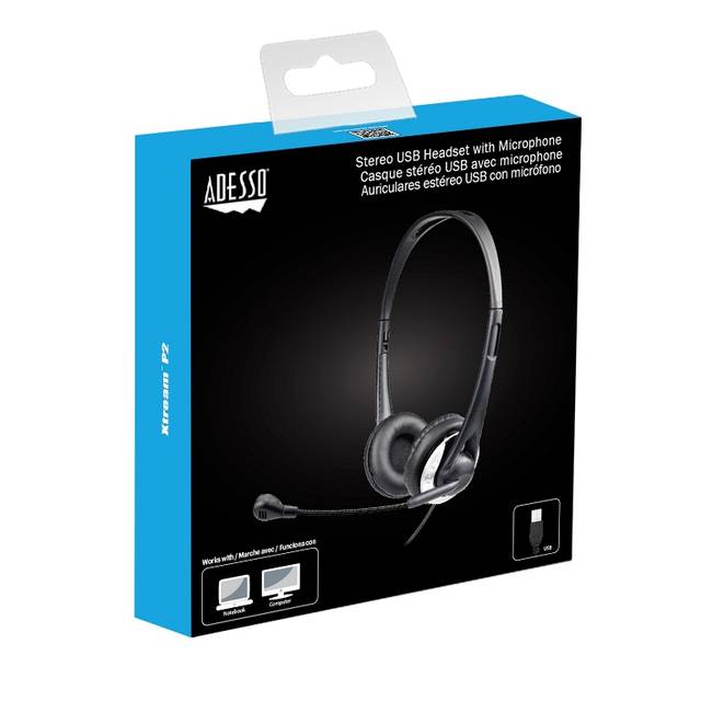 Adesso Xtream P2 USB Wired Stereo Headset w/ Adjustable Noise-Canceling Microphone | XTREAM P2