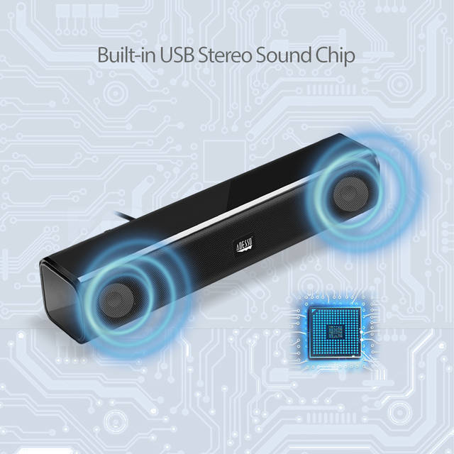 Adesso XTREAM S5 5W x 2 USB-Powered Sound Bar Speaker | XTREAM S5