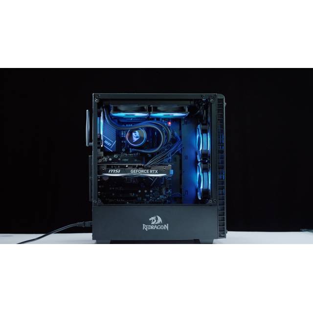 Redragon - Gaming System - Blaze Series - Intel Core i7 13700K 3.4 GHz, NVIDIA RTX 4070 SUPER, 500GB NVME SSD, 32GB DDR5 RAM, 850W Gold PSU, 240mm AIO, Windows 11 Pro 64-bit, Redragon RGB Gaming Keyboard and Mouse included | REDRAGON BLAZE SERIES