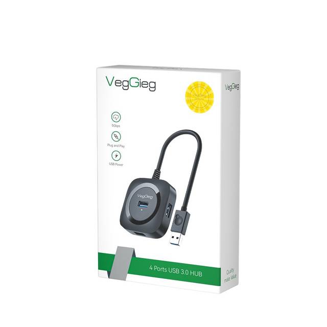 VegGieg V-U342 3.3FT/1M USB 3.0 Hub for Laptop, Multi Port Expander, Fast Data Transfer USB Splitter Compatible with Windows PC, Mac, Printer, Mobile HDD | V-U342