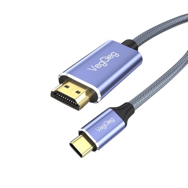 VegGieg V-Z625 6.6FT/2M USB C to HDMI Cable 4K, Anti-Interference Gold-Plated Plugs, Aluminum Type-C to HDMI Cord - Thunderbolt 3 and 4 Compatible for iPhone 15 Series, MacBook, iMac, iPad Pro, Galaxy, Surface, Dell, HP | V-Z625