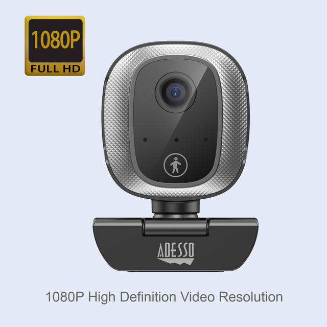 Adesso CYBERTRACK M1 1080P HD H.264 Fixed Focus USB Webcam with 305 Degree Motion Tracking, Built-in Microphone, and Tripod Mount | CYBERTRACK M1